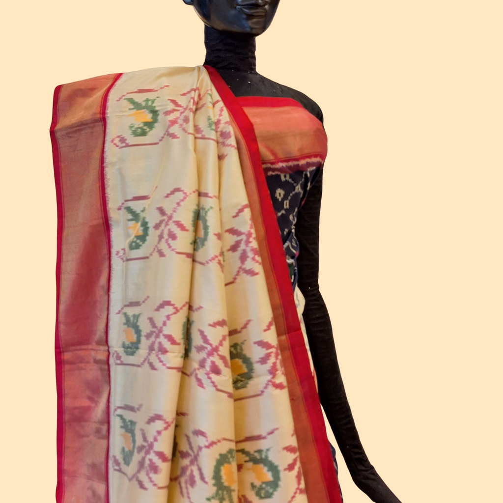 Dark Blue Ikkat Silk Saree
