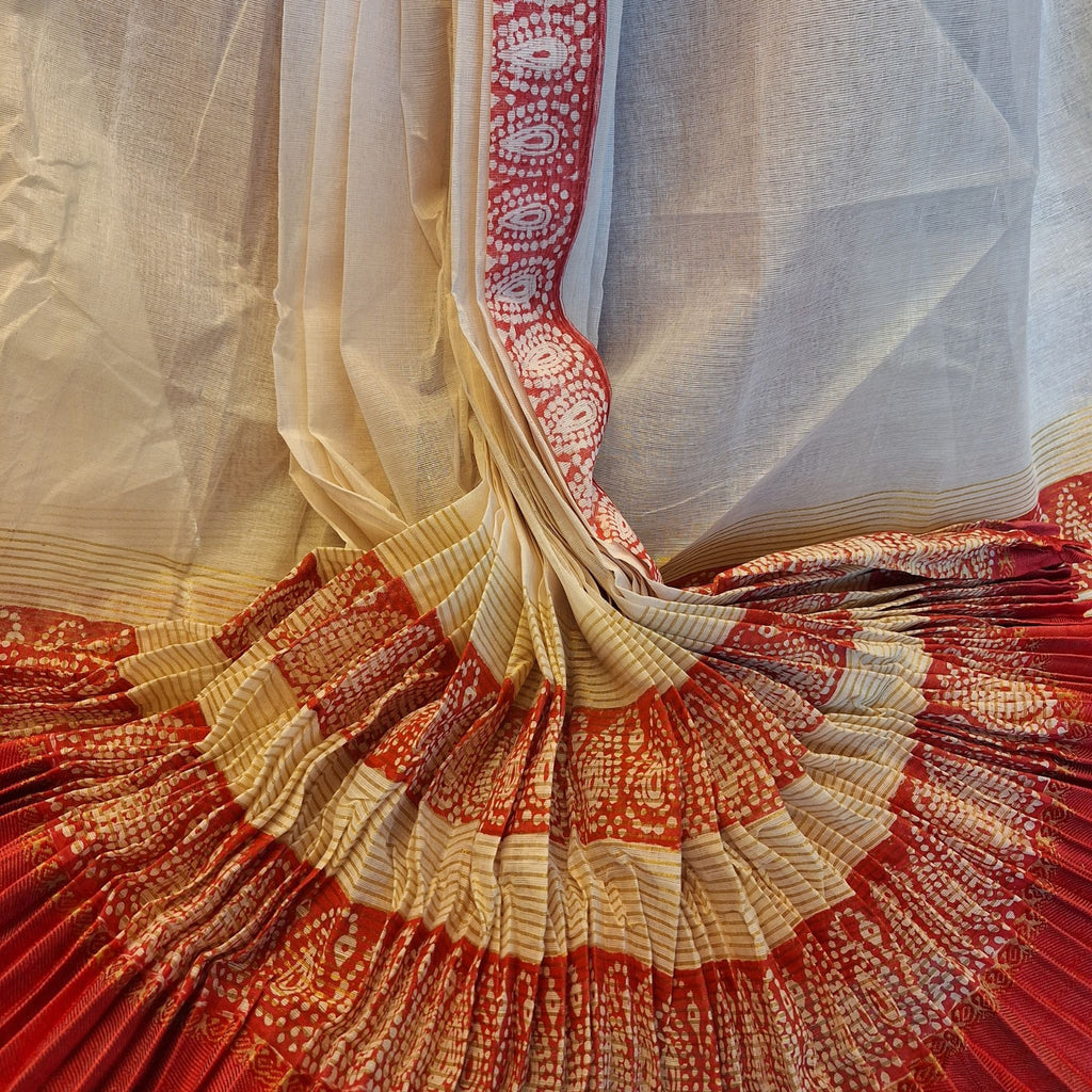 White Cotton Printed Dhoti