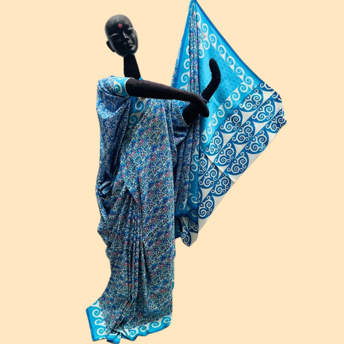 Turquoise Katan Silk Benarasi Saree