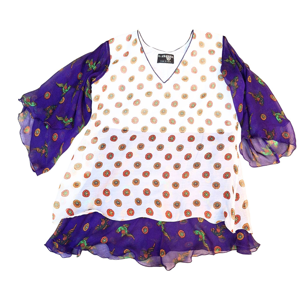 Purple and White Chiffon Top