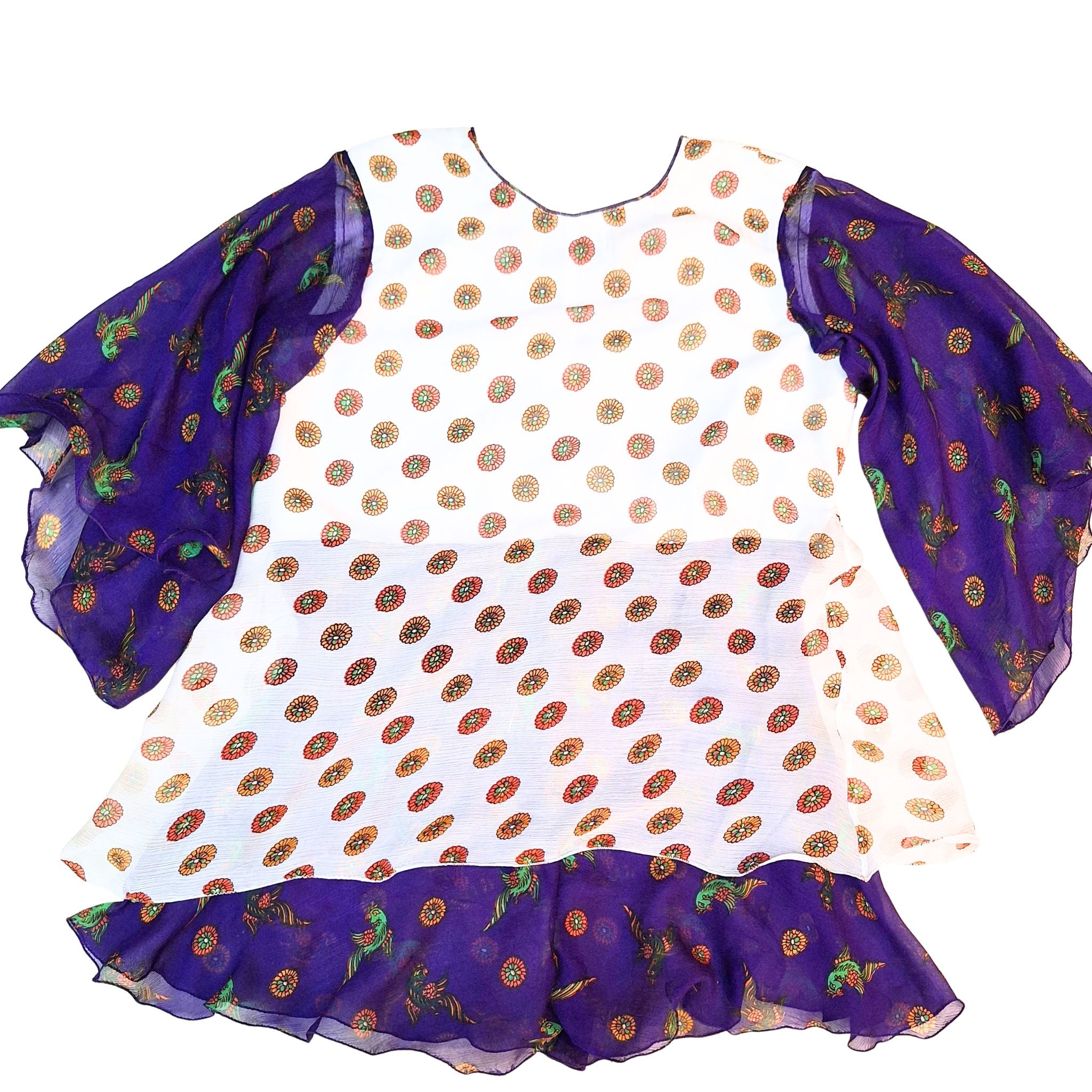 Purple and White Chiffon Top