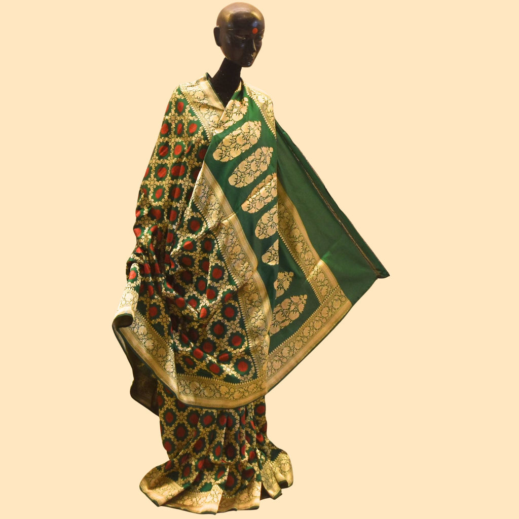 Emarald Green Katan Benarasi