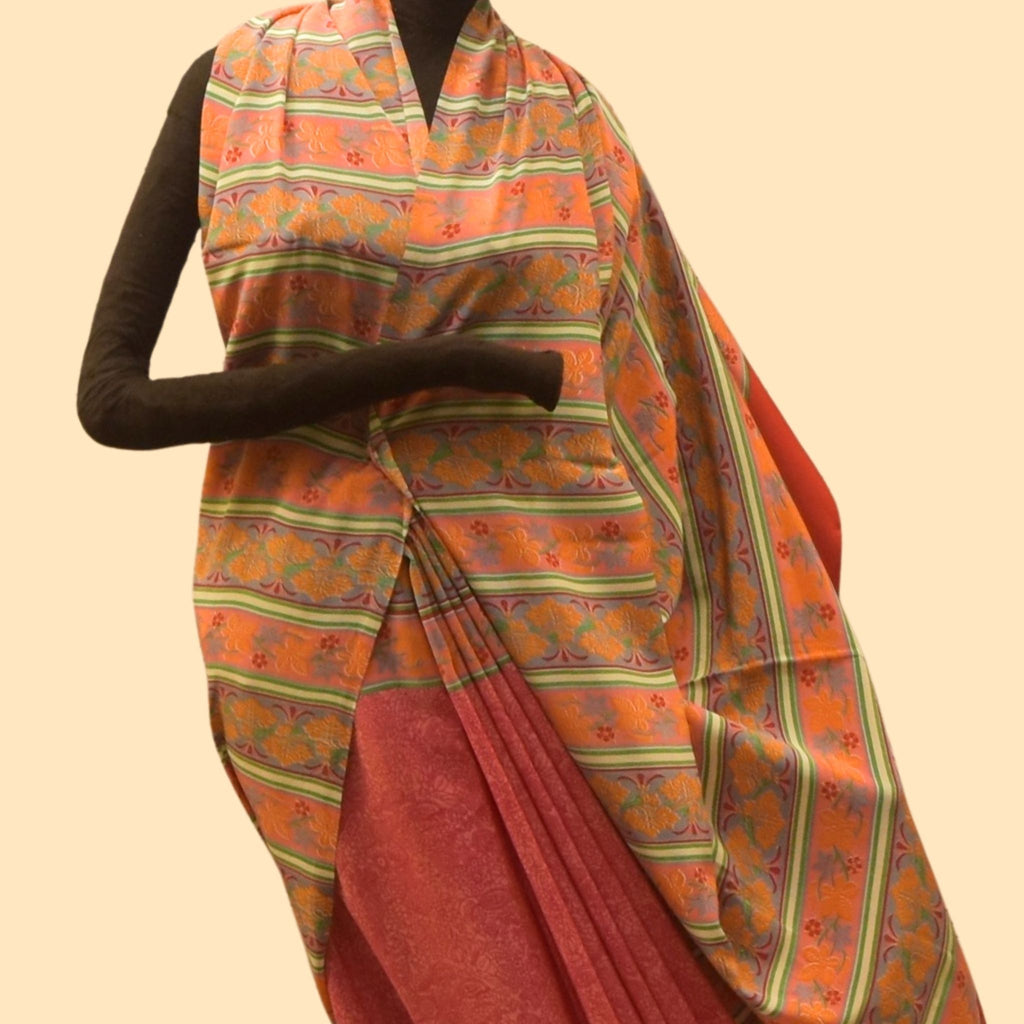 Pink Crepe Saree