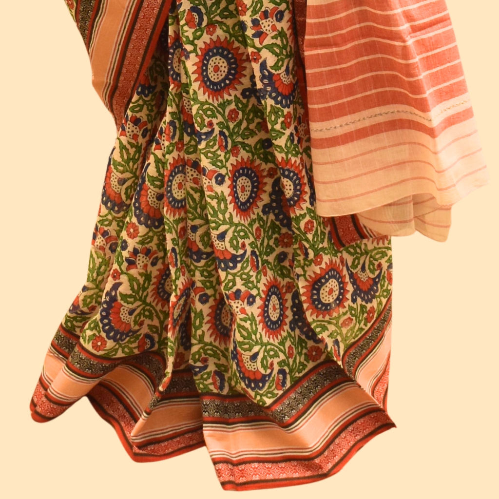 Floral Printed Dhaniakhali Bengali Cotton Saree