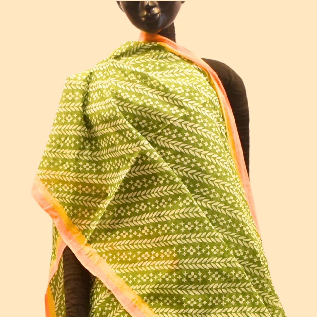 Green Floral Cotton Voil Saree