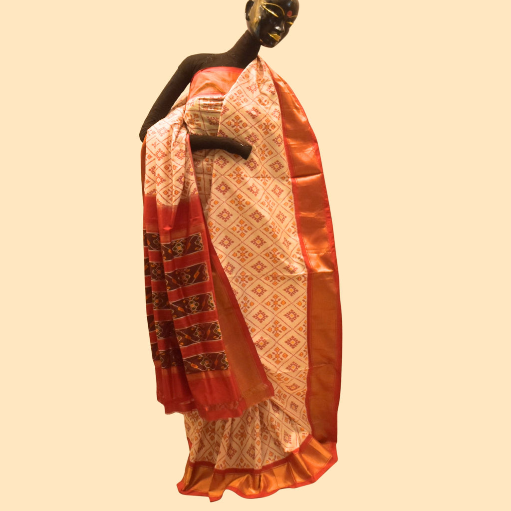 Diamond Pattern Ikkat Silk Saree