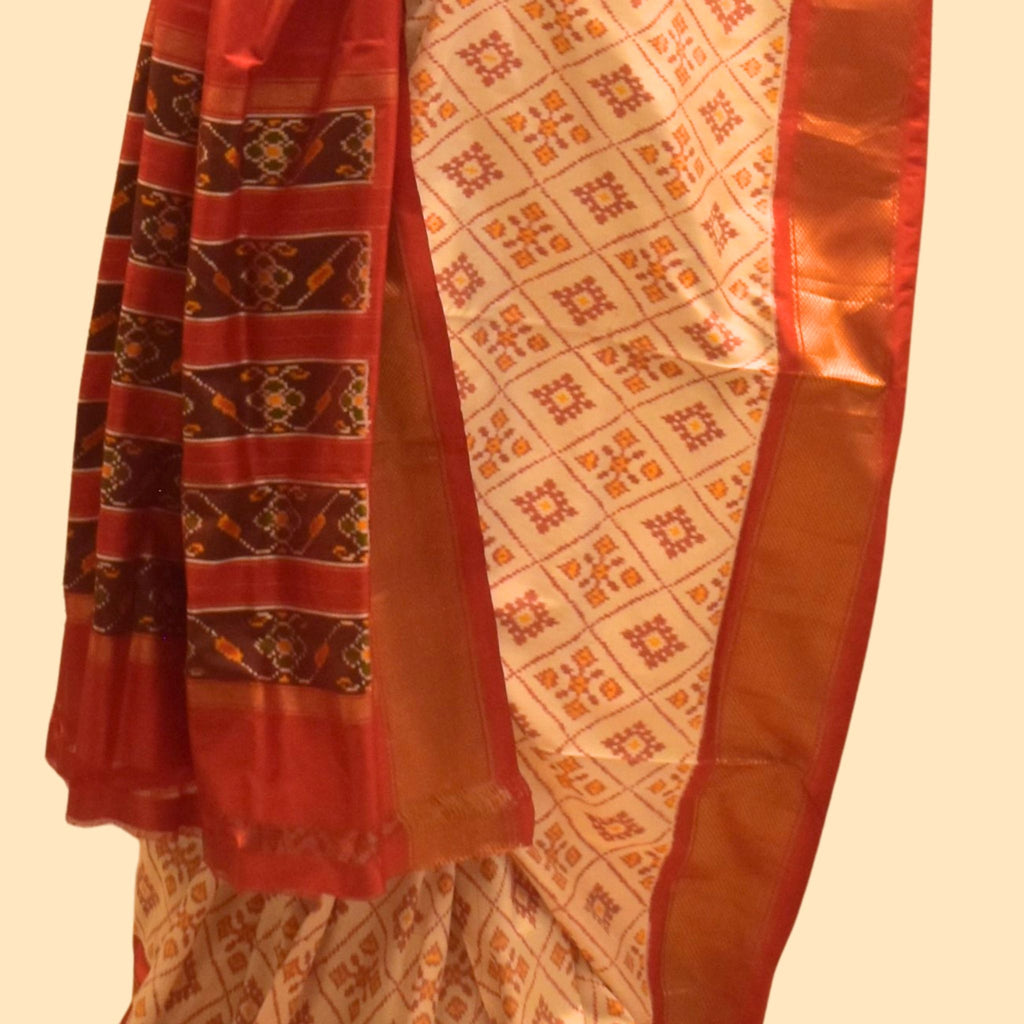 Diamond Pattern Ikkat Silk Saree