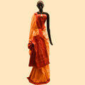 Yellow and Red Checked Ikkat Silk Saree