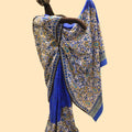 Blue Printed Silk Saree with Paisleys