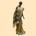 Blue Printed Tussar Saree with Jaal Design