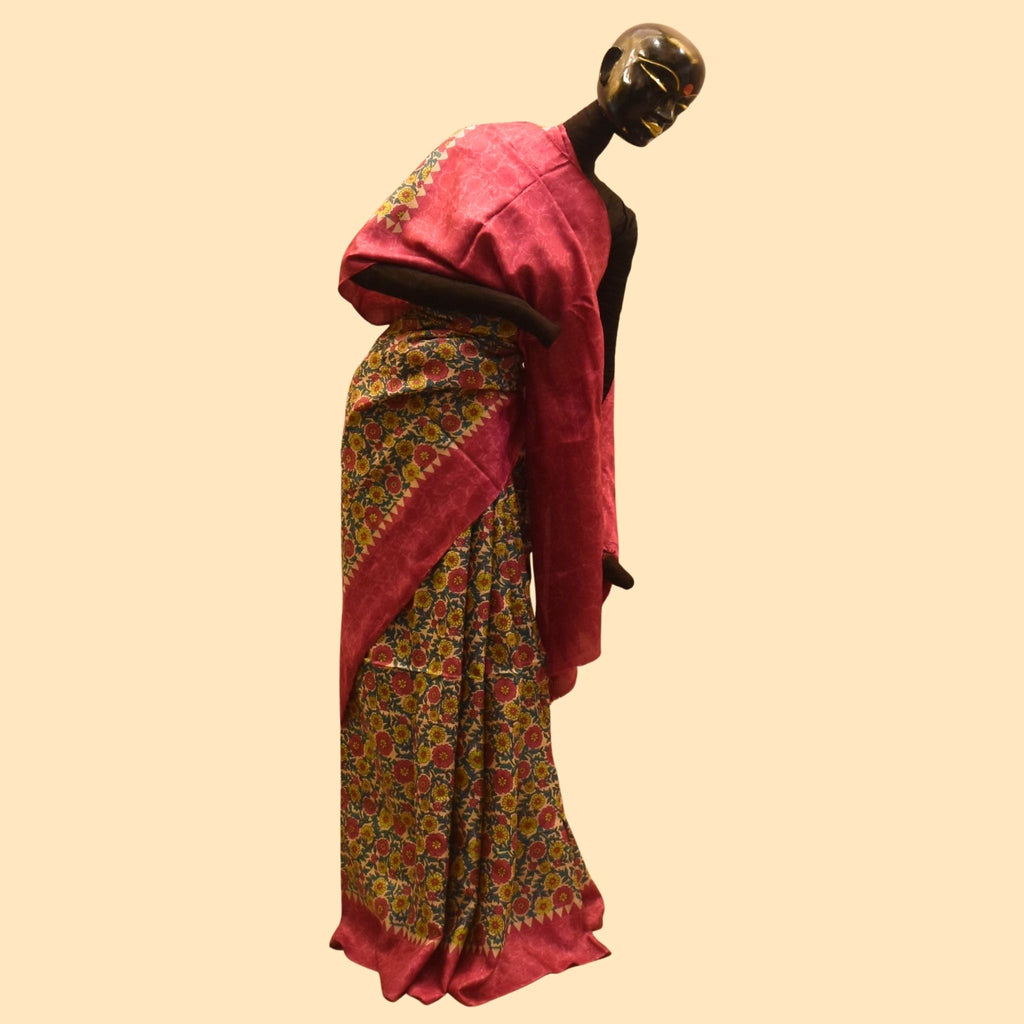 Floral Printed Tussar Saree