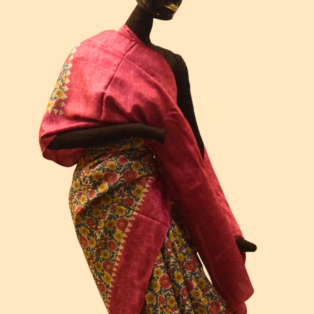 Floral Printed Tussar Saree