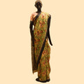 Floral Printed Tussar with Black Border