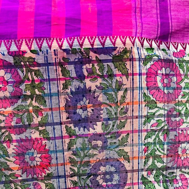 Floral Printed Dhaniakhali Bengali Cotton Saree
