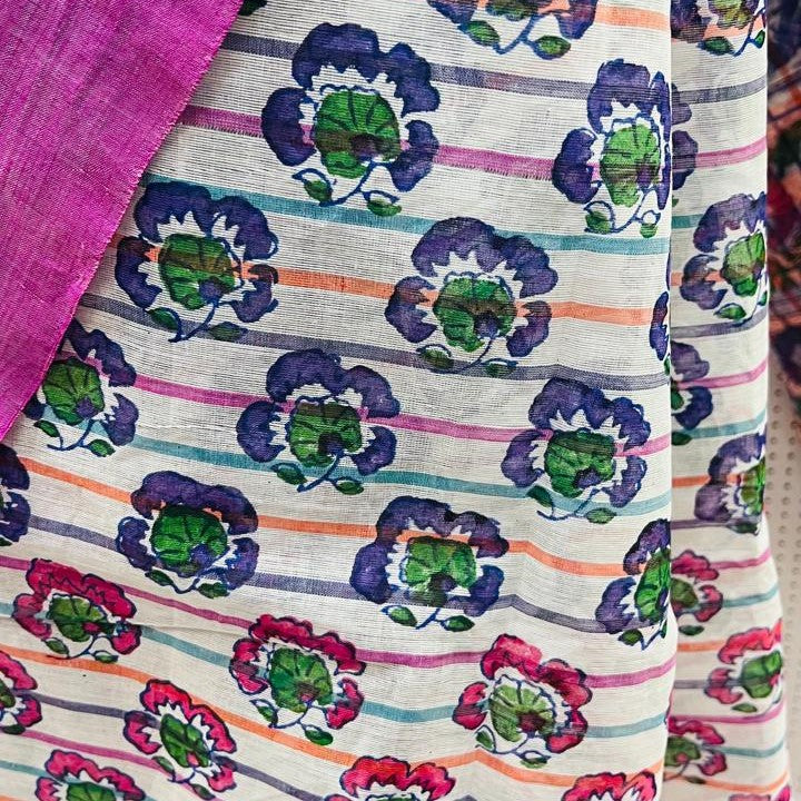 Floral Printed Dhaniakhali Bengali Cotton Saree