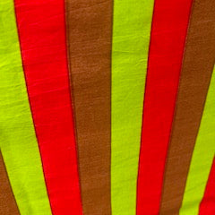 Green and Red Striped Printed Silk