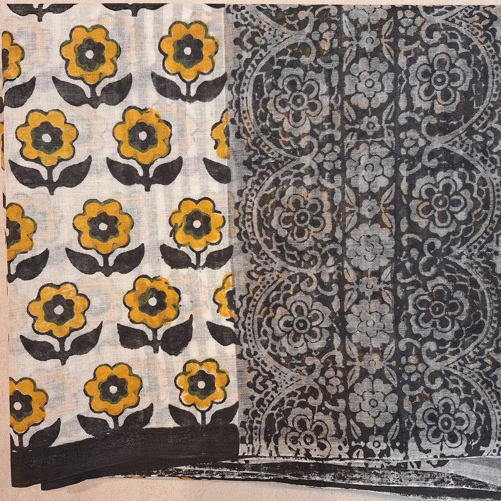 Floral Dhaniakhali Bengali Cotton Saree