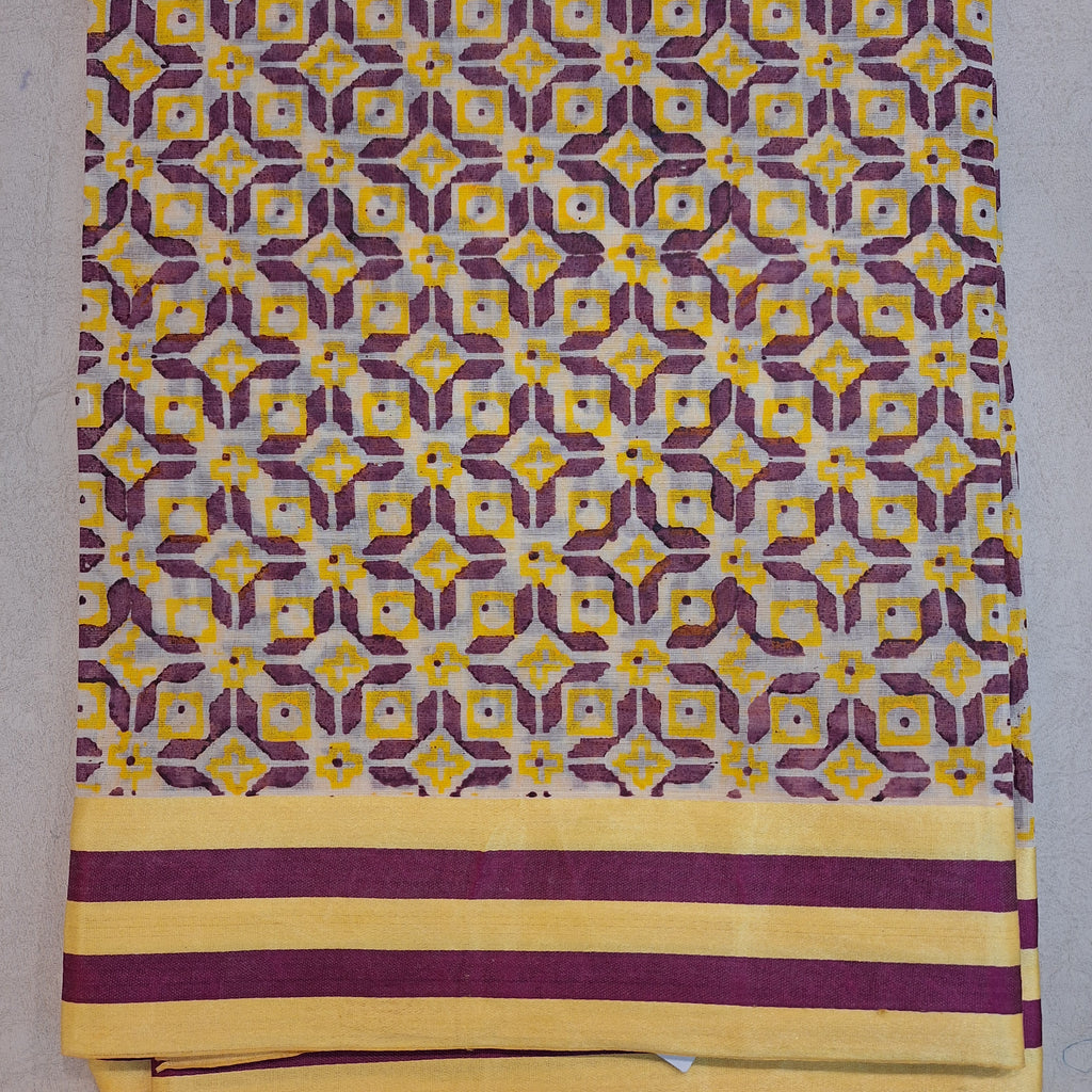 Geometric Printed Dhaniakhali Bengali Cotton Saree