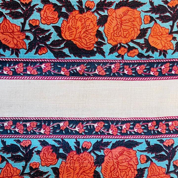 Printed Tussar Saree with Rose Panel Design