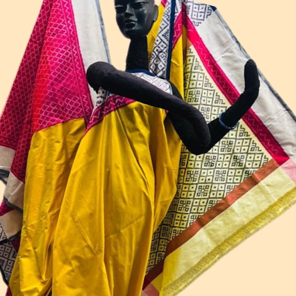 Bright Yellow Ikkat Saree