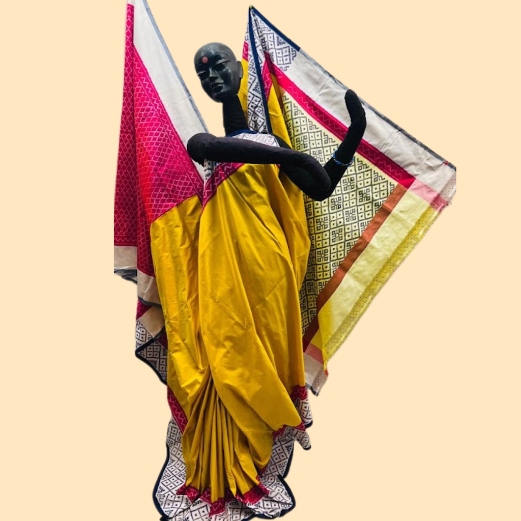 Bright Yellow Ikkat Saree